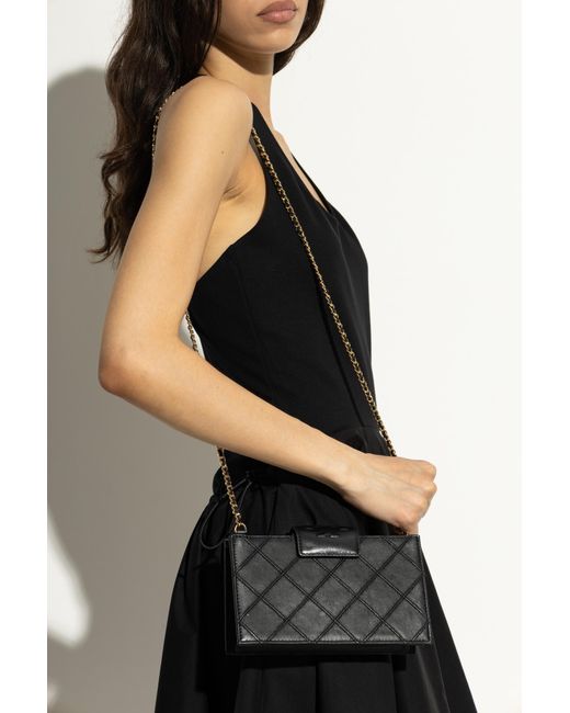 Tory Burch Black Fleming Mini Chain Wallet