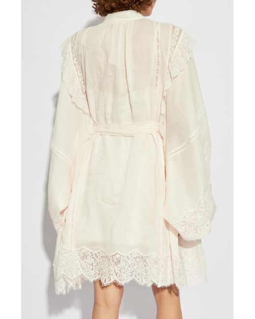 Zimmermann Natural Dress With Puff Sleeves