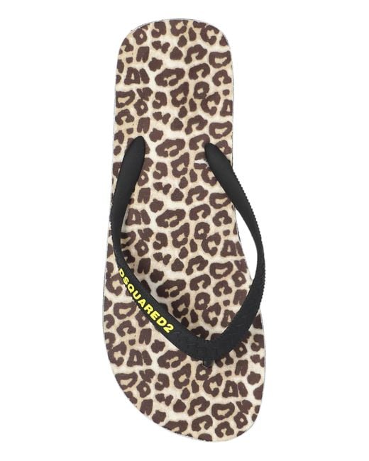 DSquared² Black Flip-Flops With Logo