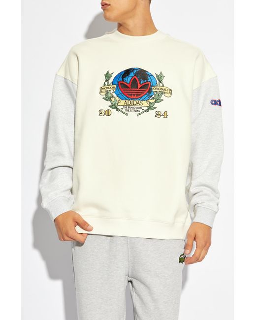 Adidas originals sweatshirt with embroidered small logo white deals