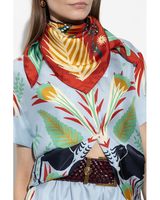 Etro Red Silk Scarf