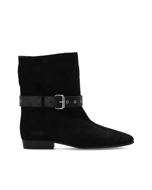 Isabel Marant Black Suede Ankle Boots 'Reena'