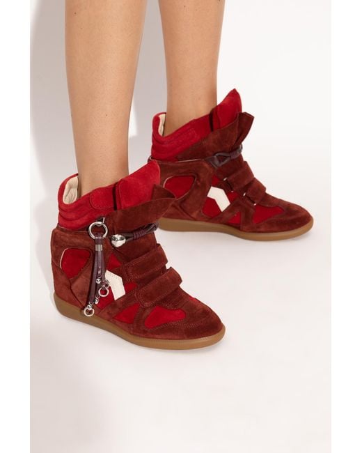 Isabel Marant Women's Red Bekett' Wedge Sneakers