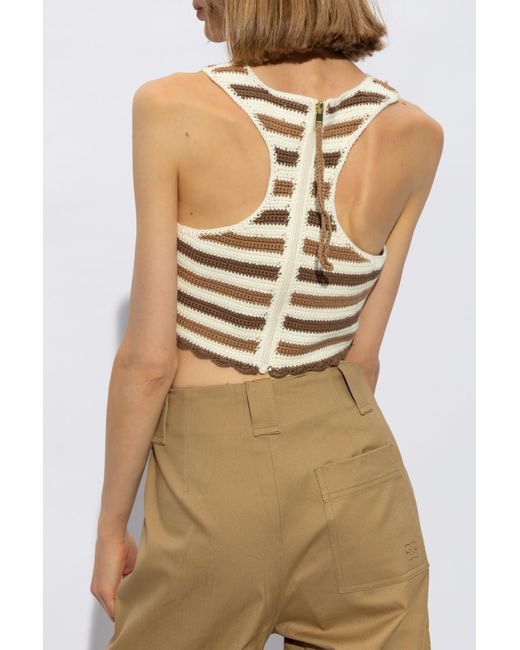 Ganni Natural Striped Pattern Top By ,