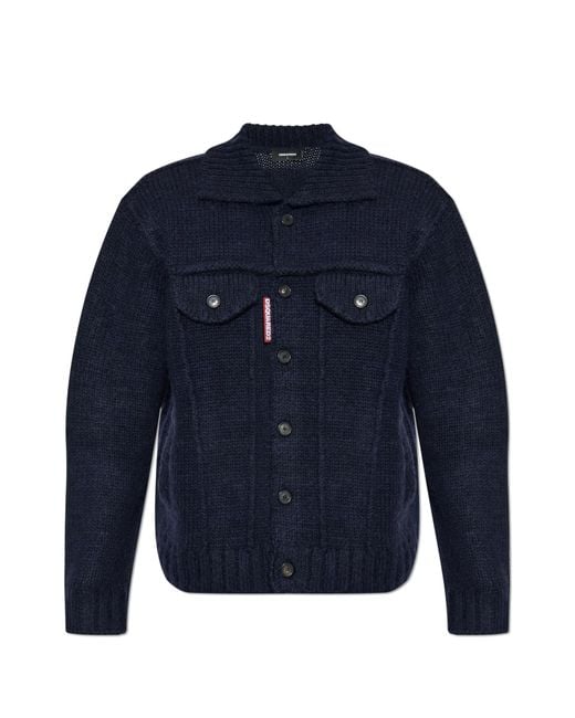 DSquared² Blue Wool Cardigan for men
