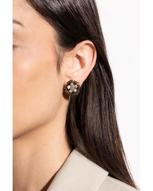 Ferragamo Metallic Earrings With Shimmering Crystals