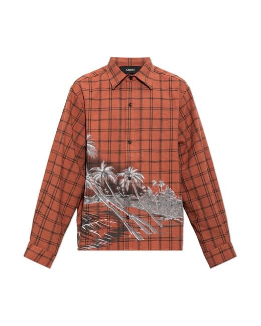 Amiri Red Checked Shirt for men