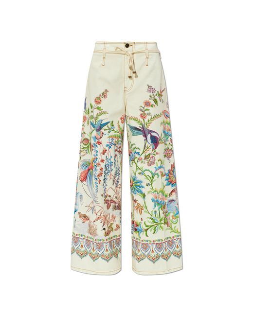 Etro White Trousers With A Botanical Motif