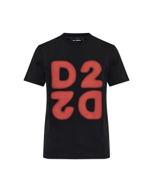 DSquared² Red T-Shirt With Printed Logo for men