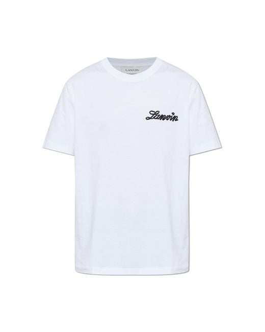 Lanvin White T-Shirt With Logo for men