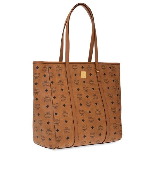 MCM Brown Patterned Shopper Bag