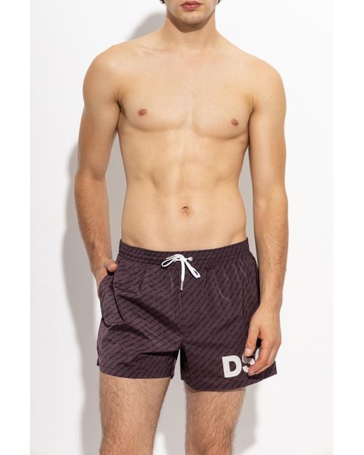 DSquared² Purple Swim Shorts With Monogram for men