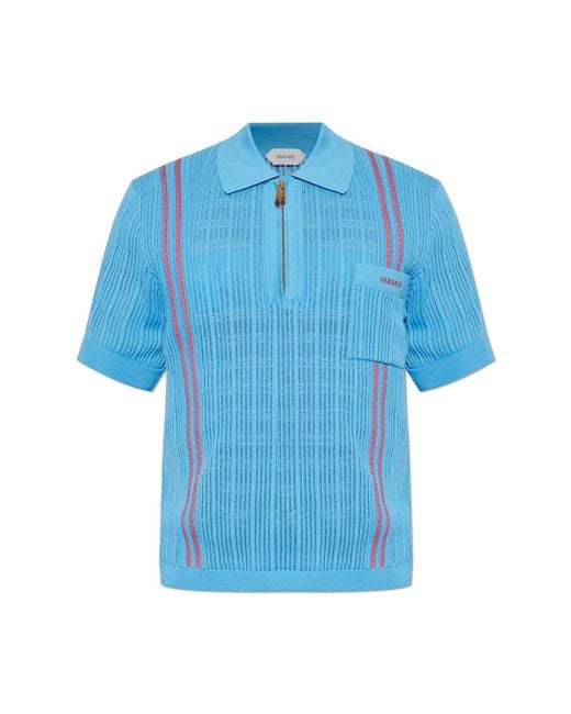 Versace Blue Polo With Pocket for men