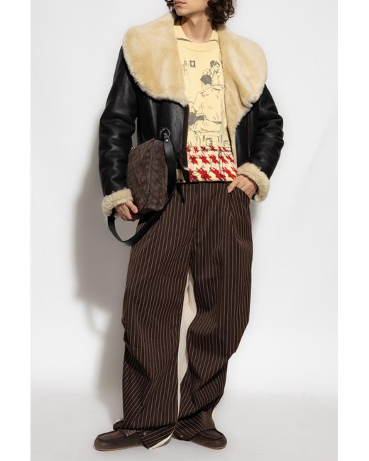 J.W. Anderson Black Sheepskin Coat With Pockets for men