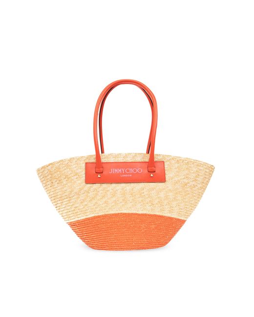 Jimmy Choo Orange ‘Beach Basket Medium’ Shopper Bag