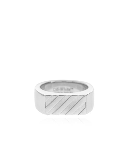 Off-White c/o Virgil Abloh White Brass Signet Ring for men