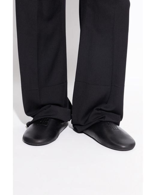 Balenciaga Black Leather Slides With A 'Vintage' Effect for men