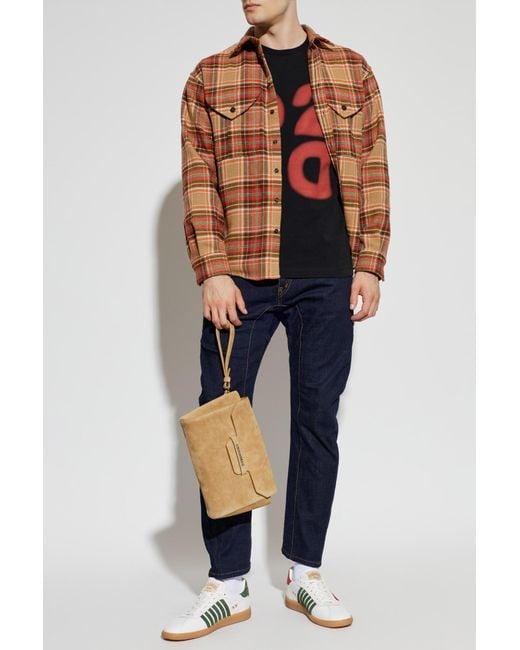 DSquared² Red T-Shirt With Printed Logo for men