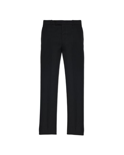 Alexander McQueen Black Wool Pleated Trousers for men