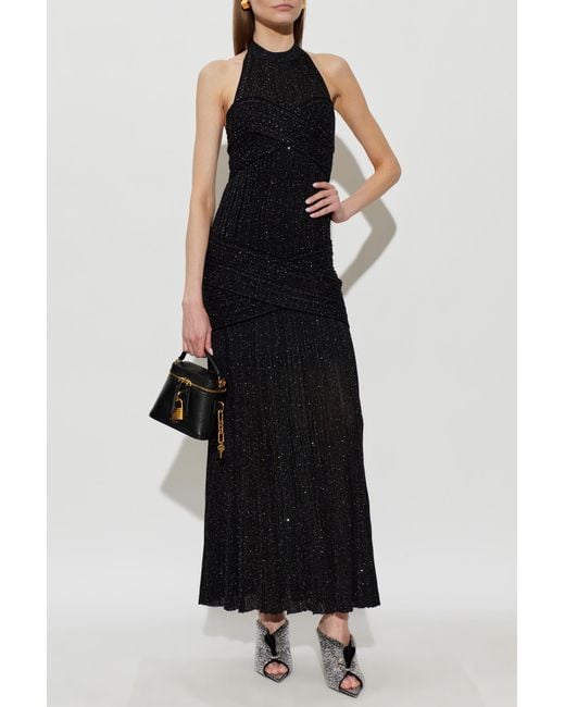 Balmain Black Dress With Shimmering Sequins