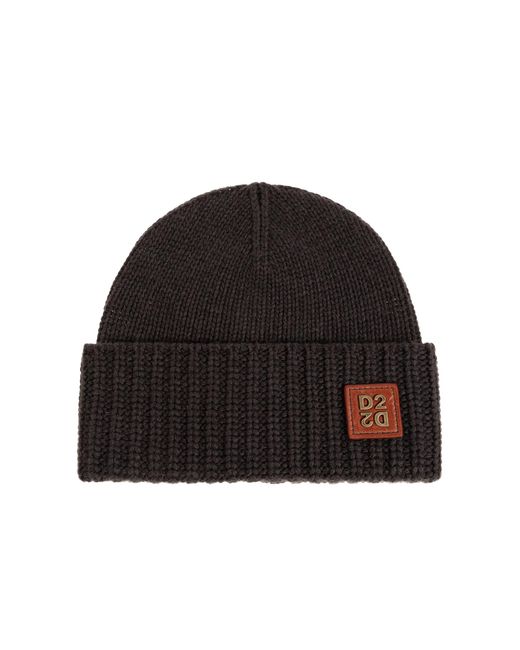 DSquared² Black Cap With Logo Patch for men