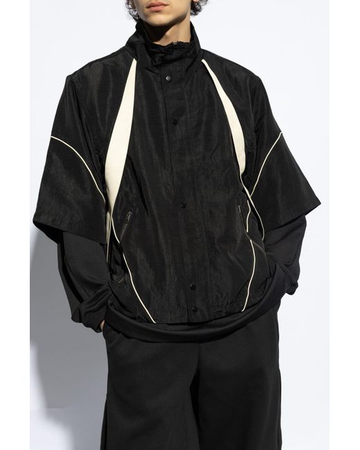 Adererror Black Jacket With A Stand-Up Collar