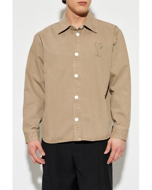 AMI Natural Denim Jacket With Patch for men