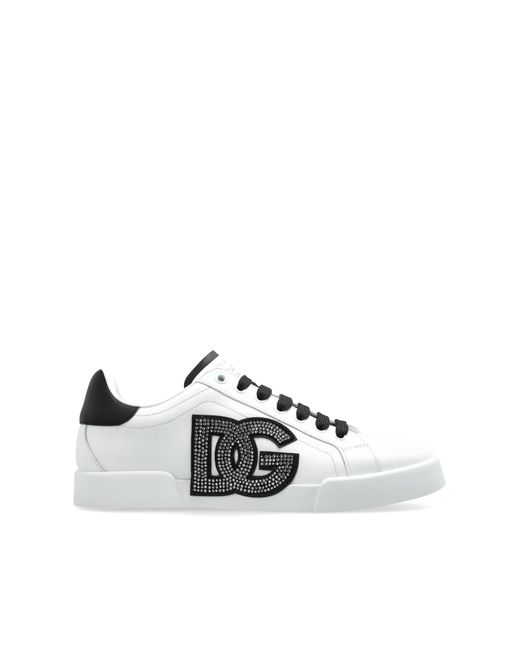Dolce & Gabbana White Sports Shoes With Appliqué