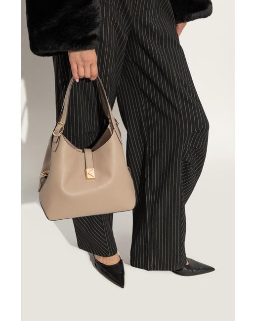 Kate Spade Natural Timeless Taupe Leather Deco Shoulder Bag