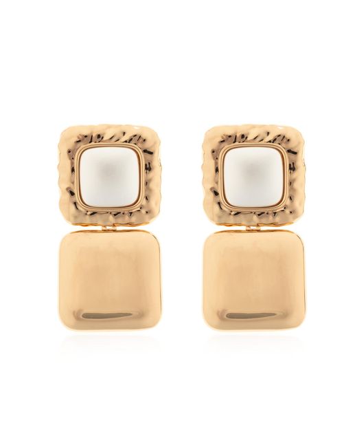 Self-Portrait Natural Earrings With Shimmering Crystals