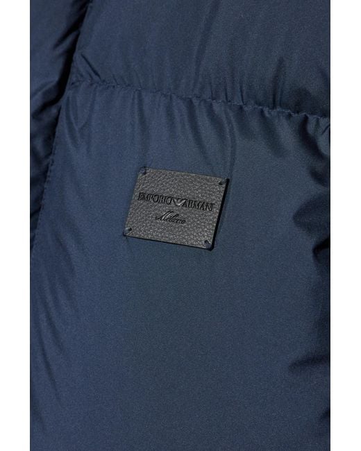 Emporio Armani Blue Down Jacket With Detachable Hood for men