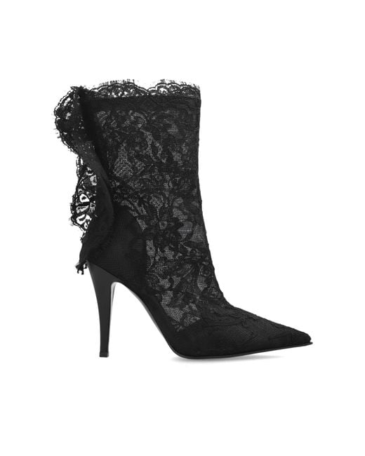 McQueen Black Lace Ankle Boots Heron