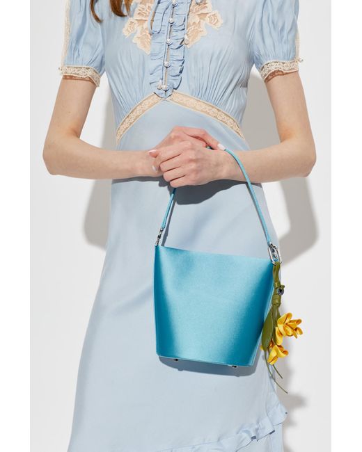 Self-Portrait Blue Satin Bag With Keychain