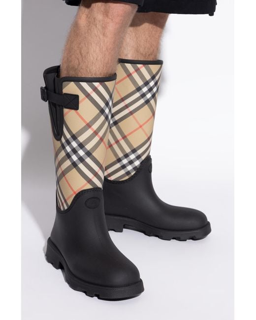 Burberry Natural Plaid-Patterned Wellington Boots for men
