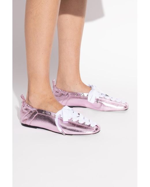Ganni Purple Ballet Flats Made Of Eco Leather