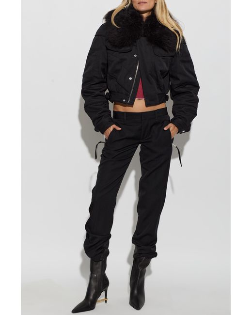 DSquared² Black Jacket With A Fur Collar