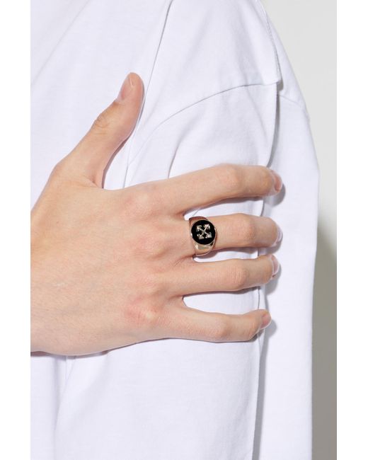 Off-White c/o Virgil Abloh Black Brass Signet Ring for men