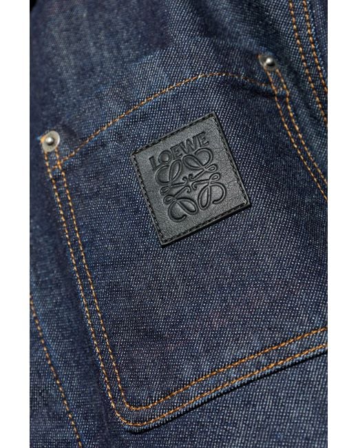 Loewe Blue Denim Jacket With Logo Patch for men