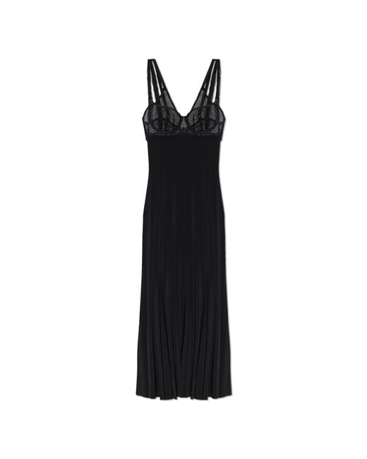 Dolce & Gabbana Black Strappy Dress With Lace Inserts
