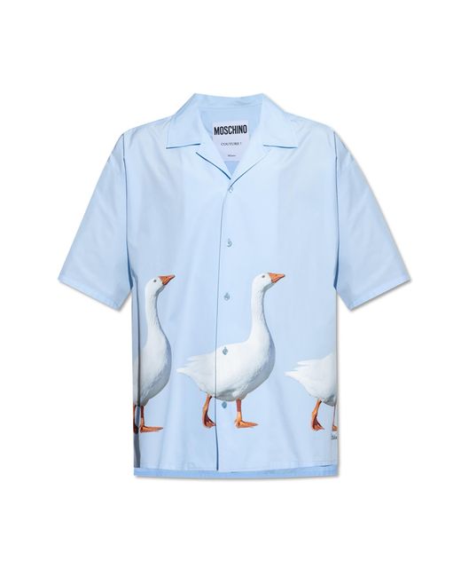 Moschino Blue Shirt With Animal Print Motif for men