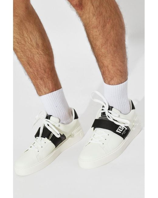 Balmain White "B-Court" Sports Shoes for men
