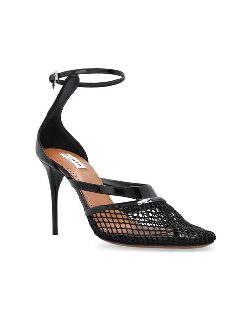 Alaïa Black Heeled Sandals Fishnet
