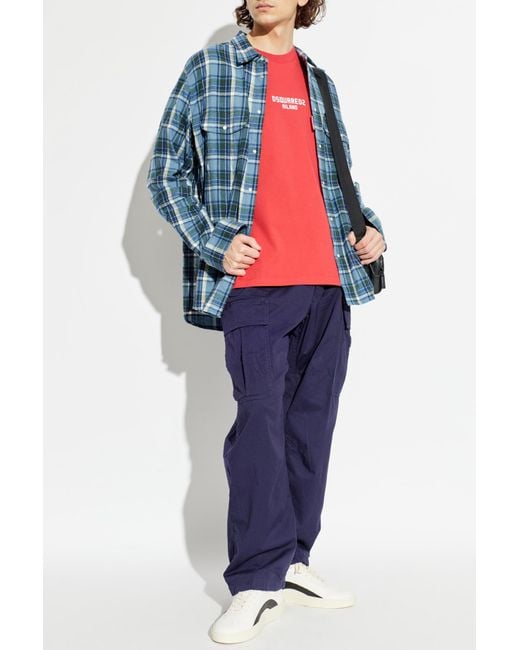 DSquared² Red T-Shirt With Logo for men