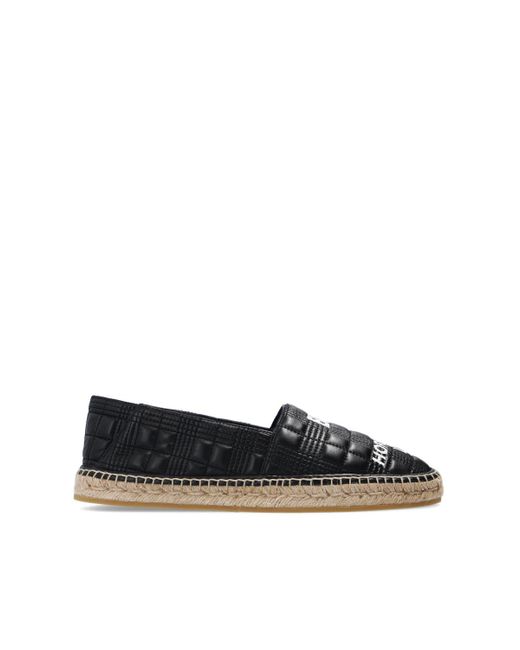 Burberry Black Horseferry-print Quilted Leather Espadrilles for men