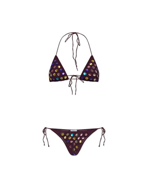 Oseree White Two-Piece Swimsuit With Appliqués
