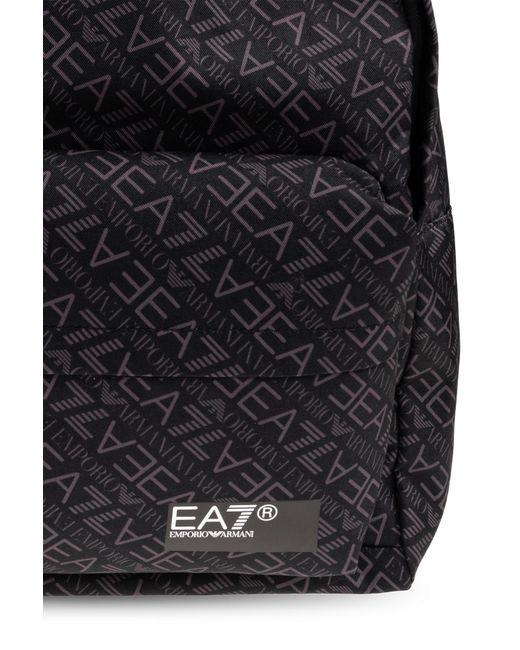 EA7 Black Monogram Backpack