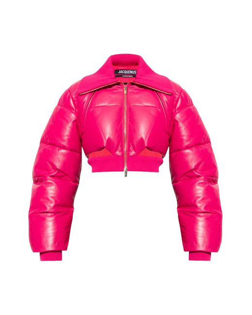 pink cropped leather jacket