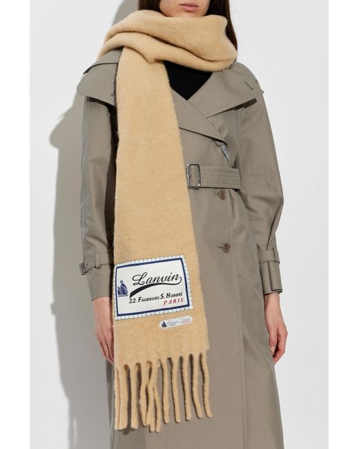 Lanvin White Wool Scarf With Logo