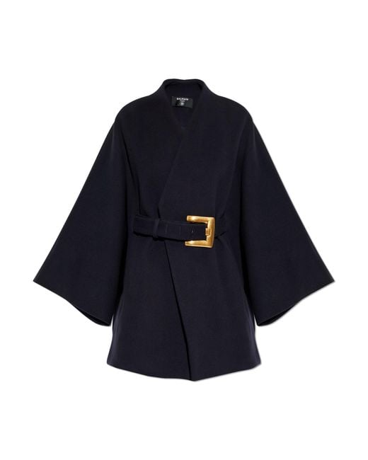 Balmain Blue Coat With Belt