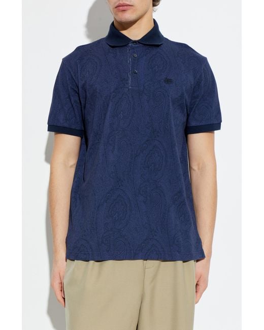 Etro Blue Polo With Logo Patch for men